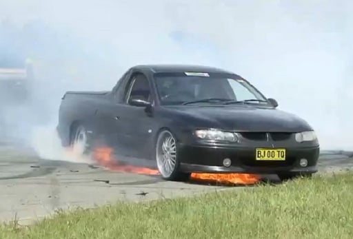 Video: Holden Ute Catches Fire Mid-Burnout