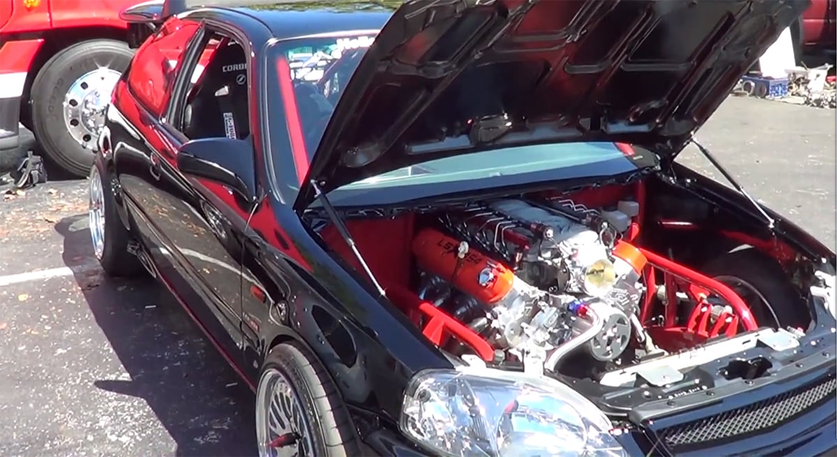 Swap Insanity: 454 LSX Engine - In A '96 Honda Civic!