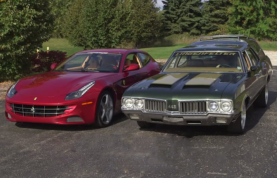 Video: 1970 Oldsmobile Vista Cruiser Vs. 2012 Ferrari FF?
